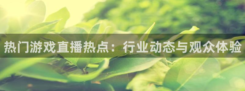 天美娱乐注册官方登录app：热门游戏直播热点：行业动态与观众
